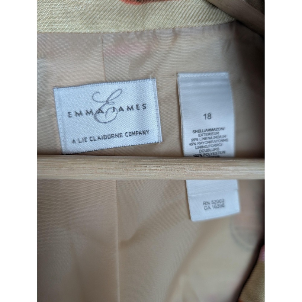 Emma‎ James Jacket Womens 18 Beige Pink Floral Linen Blend Natural Attraction - Picture 5 of 7